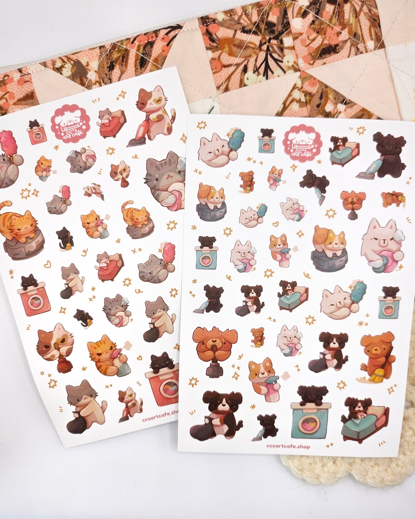 Cleaning Kitty Vinyl Sticker Sheet