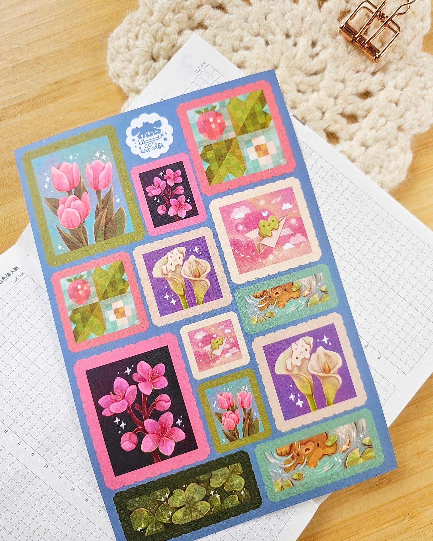 Spring Stamps Vinyl Sticker Sheet