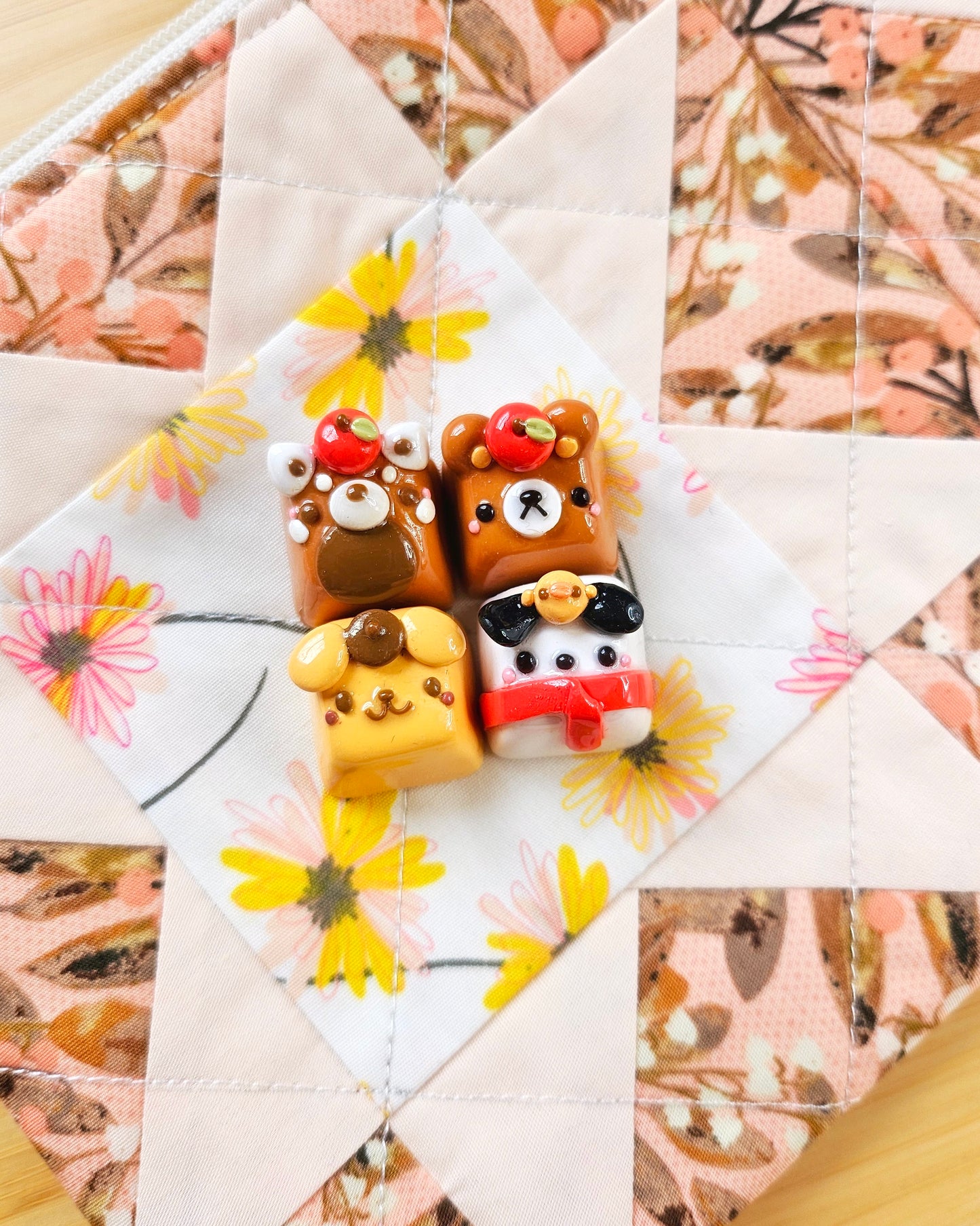 White Puppy Handmade Polymer Clay Keycap