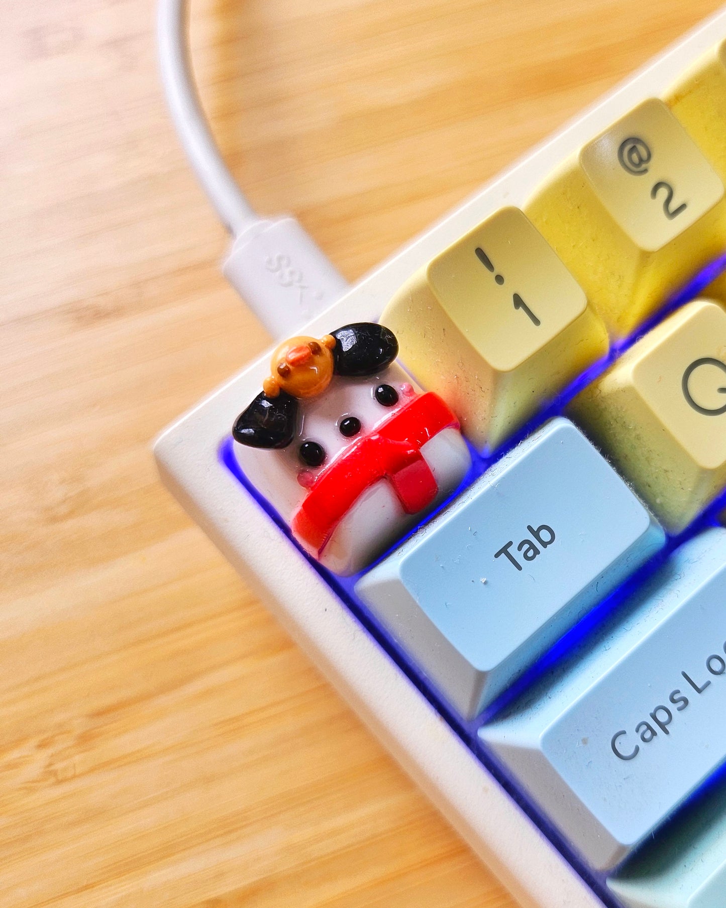 White Puppy Handmade Polymer Clay Keycap