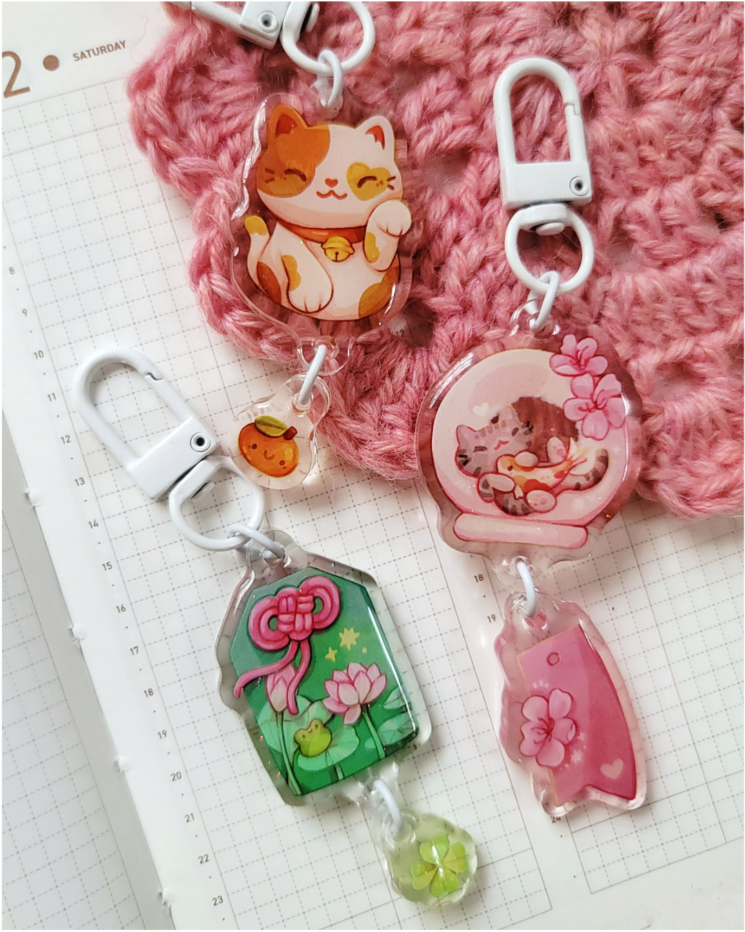 Lucky Kitty Acrylic Charm