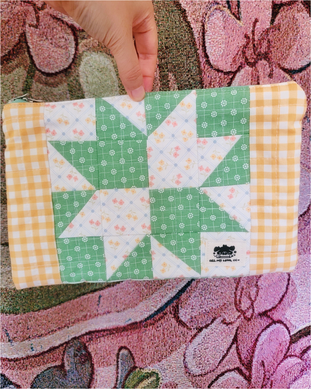 Floral Star Handmade Imperfect Patchwork Zip Pouch