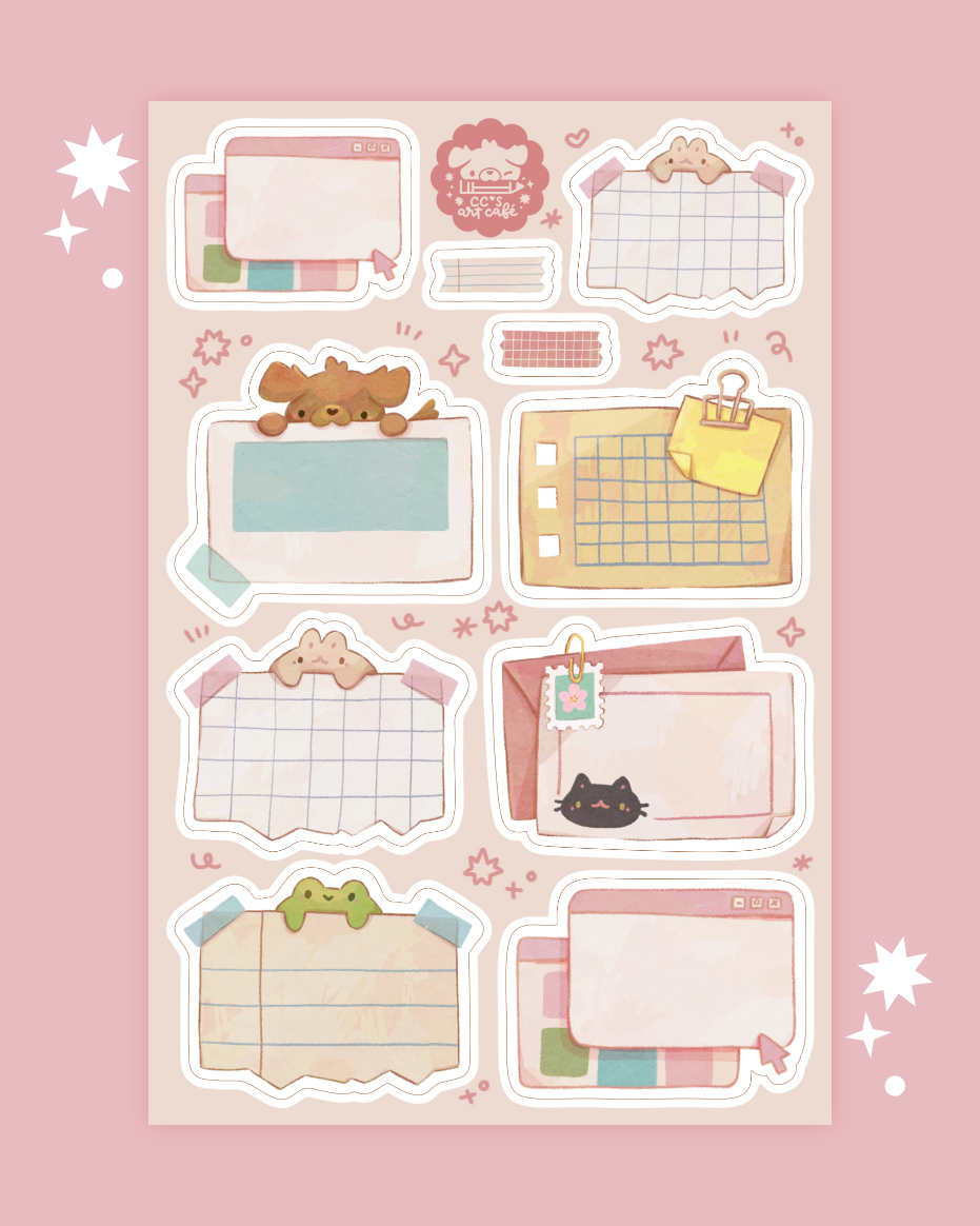 Cute Notes Writable Sticker Sheet