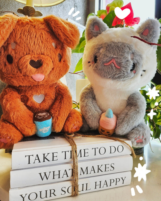 Puppy and Kitty Magnetic Plushie Duo