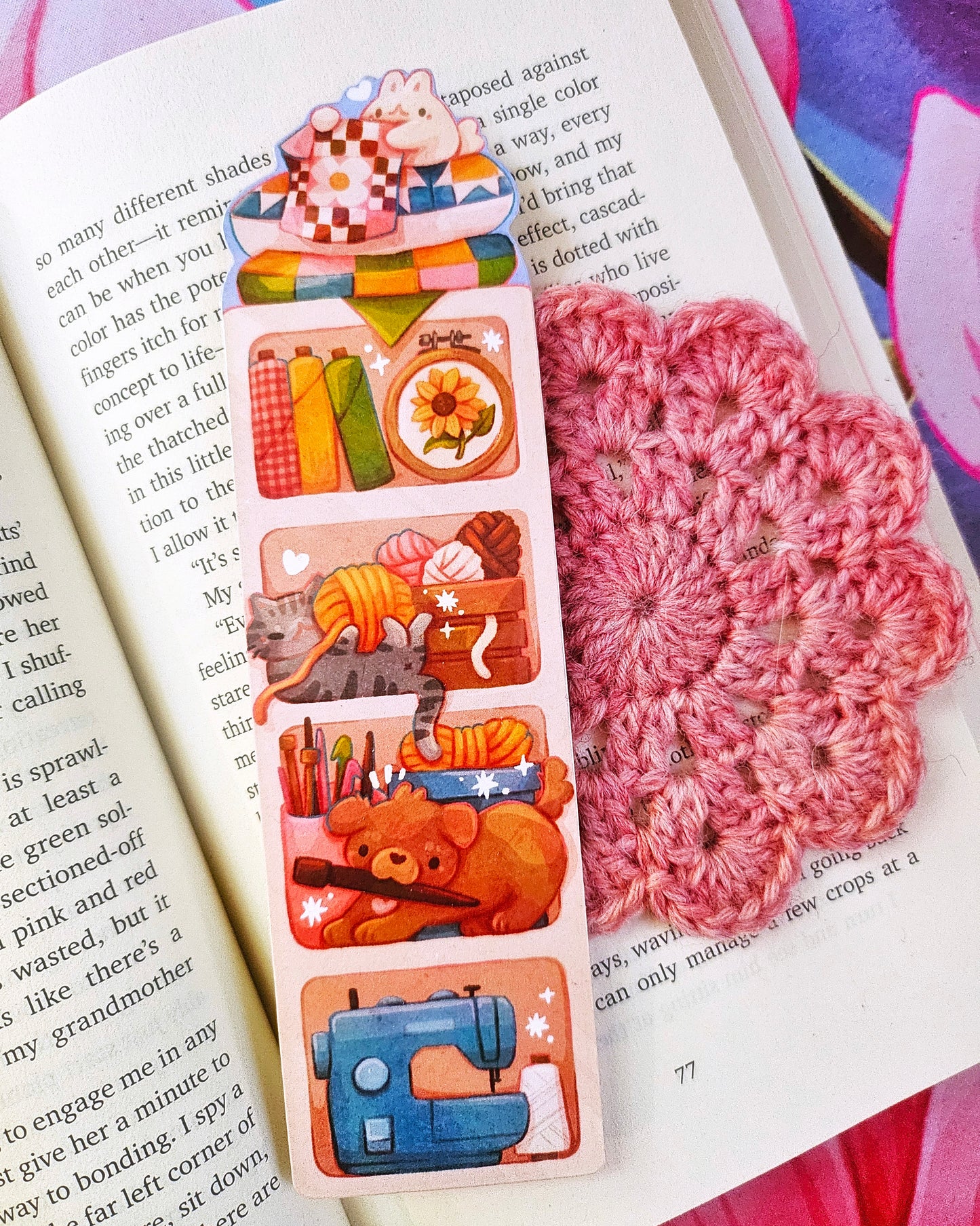 Fiber Arts Bookshelf Handmade Laminated Bookmark