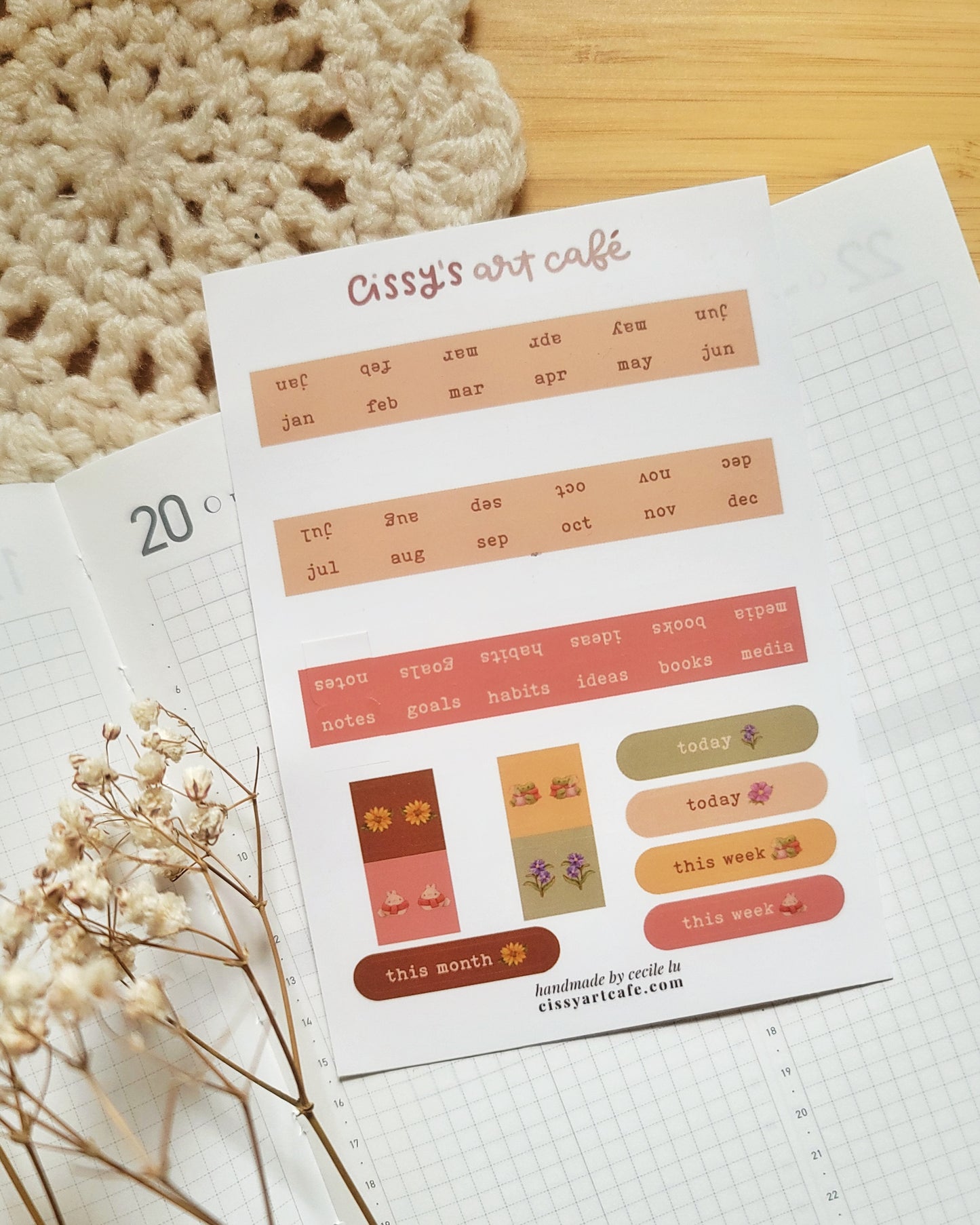 Functional Planner Tabs Vinyl Mini Sticker Sheet