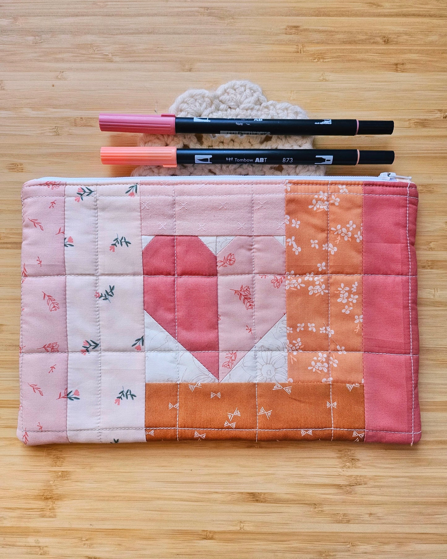 Heart Cabin Handmade Perfectly Imperfect Patchwork Quilt Pouch