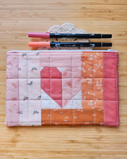 Heart Cabin Handmade Perfectly Imperfect Patchwork Quilt Pouch