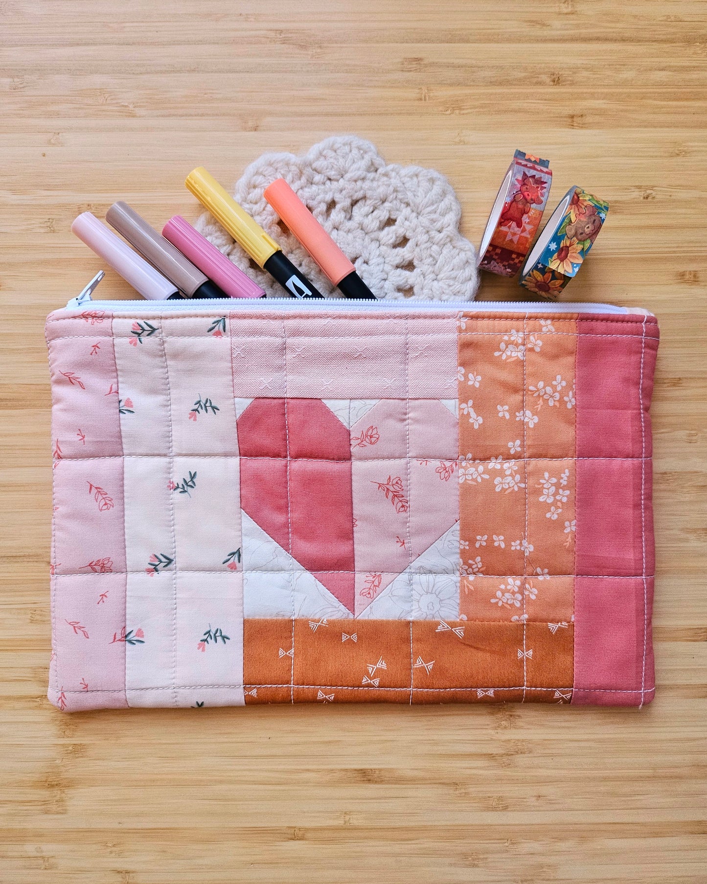 Heart Cabin Handmade Perfectly Imperfect Patchwork Quilt Pouch