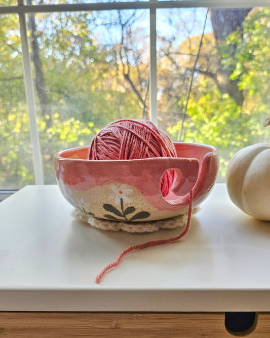 Daisies Handmade Ceramic Yarn Bowl