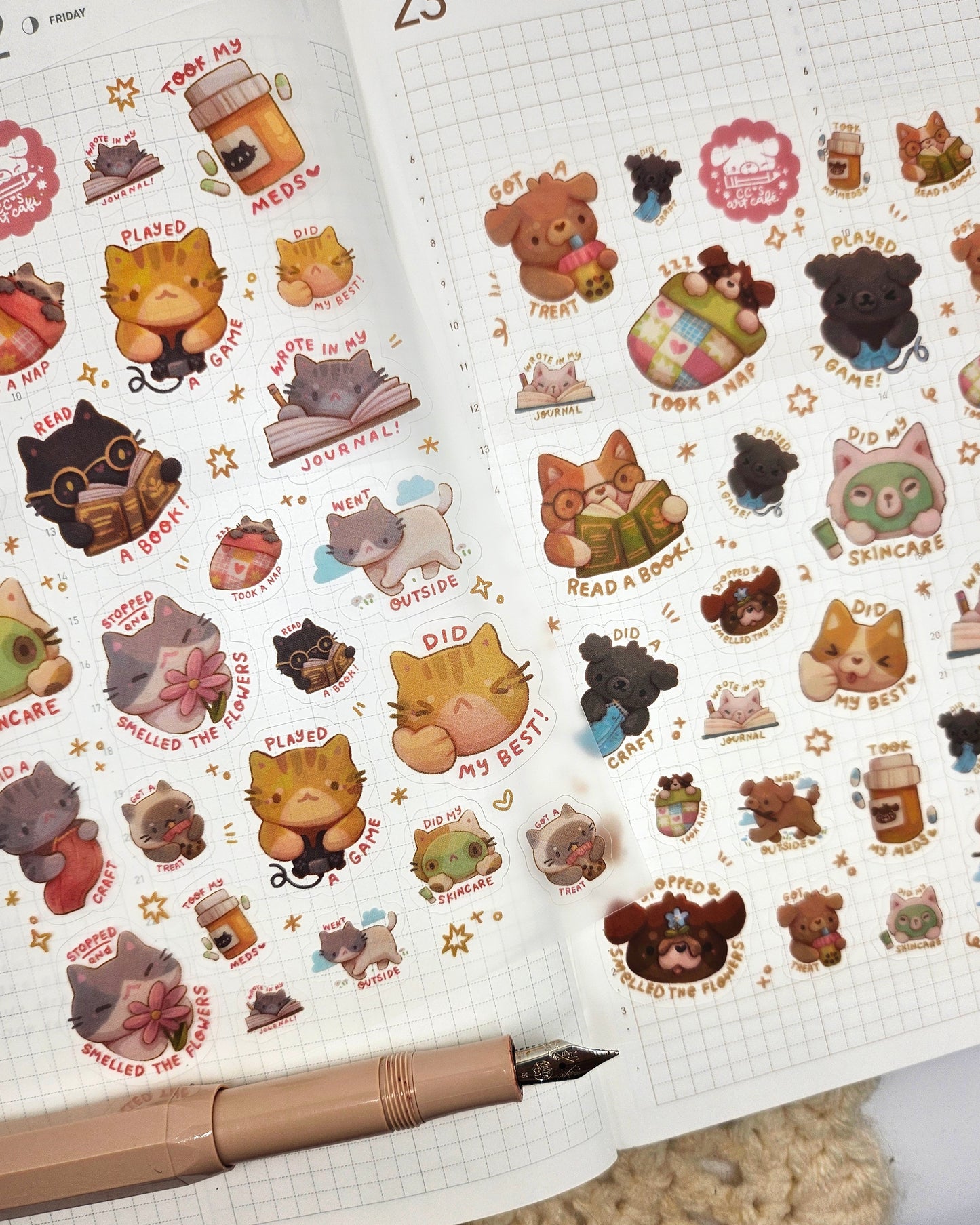 Self Care Kitties Vinyl Clear Sticker Sheet