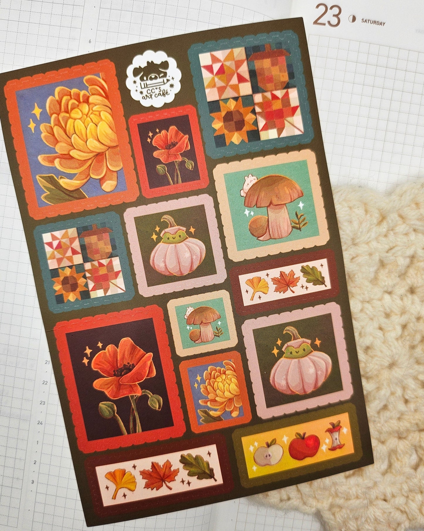 Autumn Stamps Vinyl Sticker Sheet