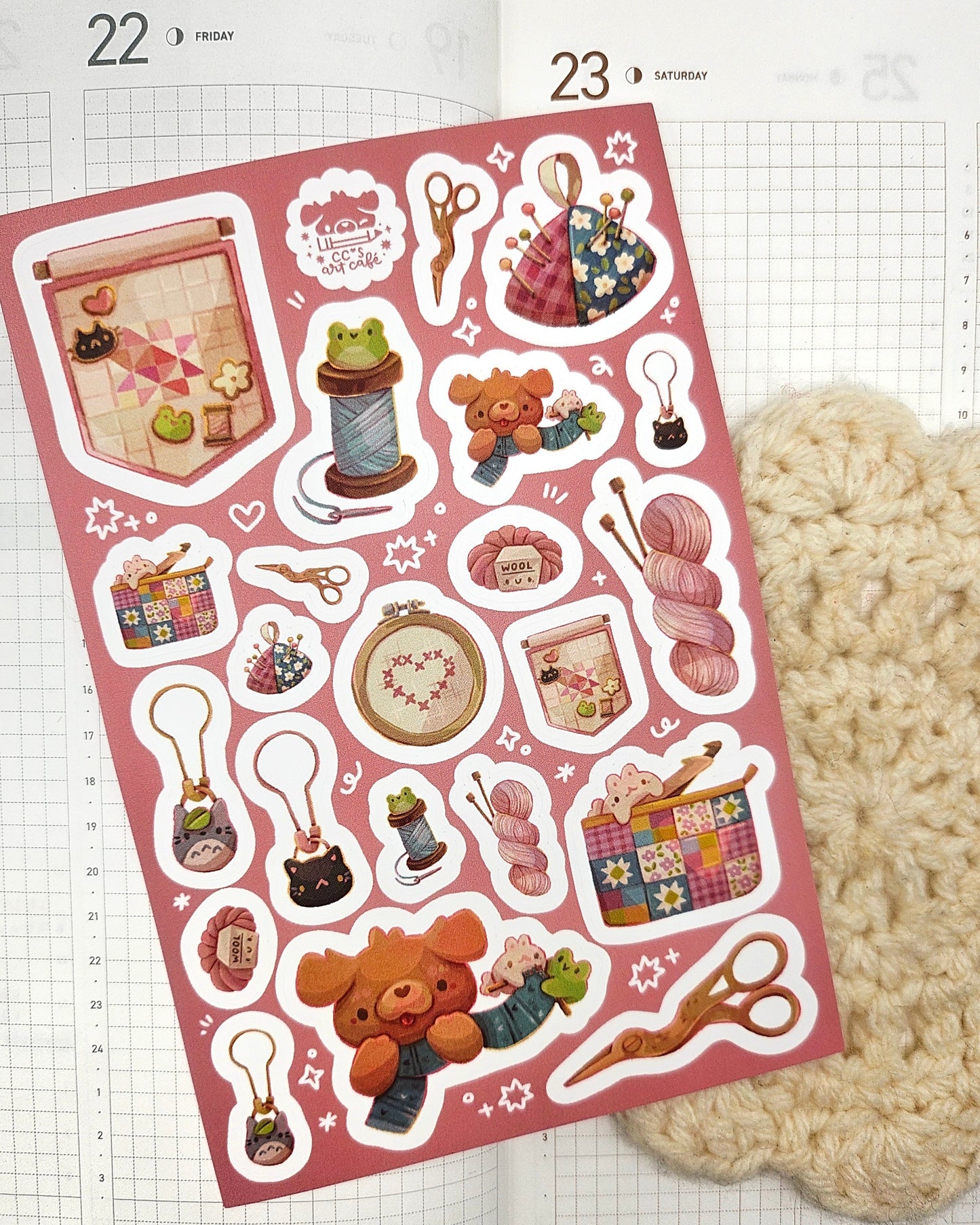 Cozy Fiber Arts Vinyl Sticker Sheet