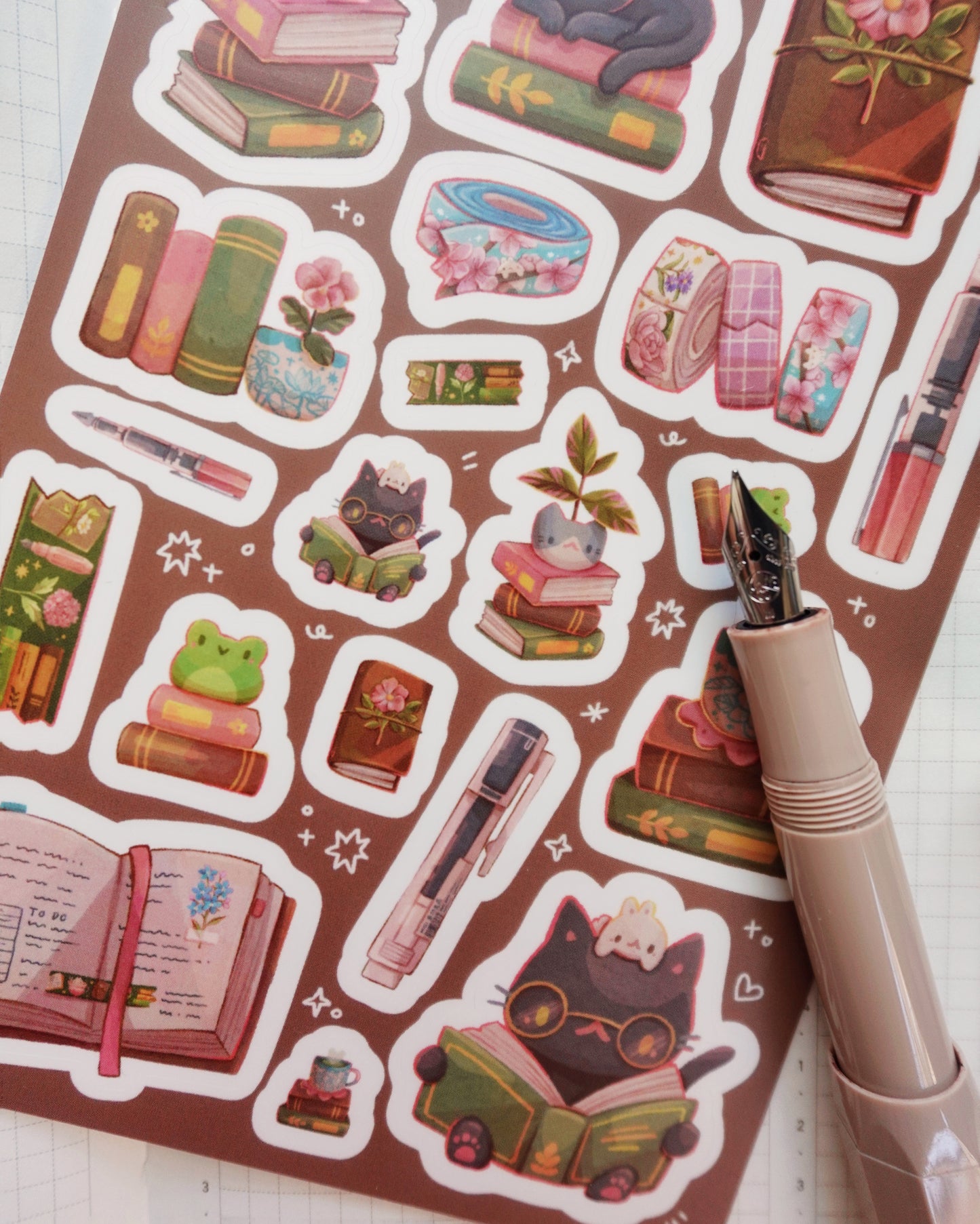 Books and Stationery Vinyl Sticker Sheet