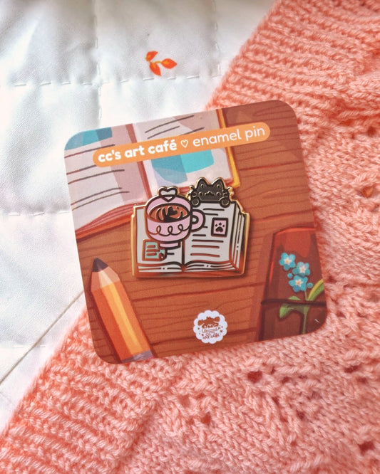 Coffee and Reading Enamel Pin