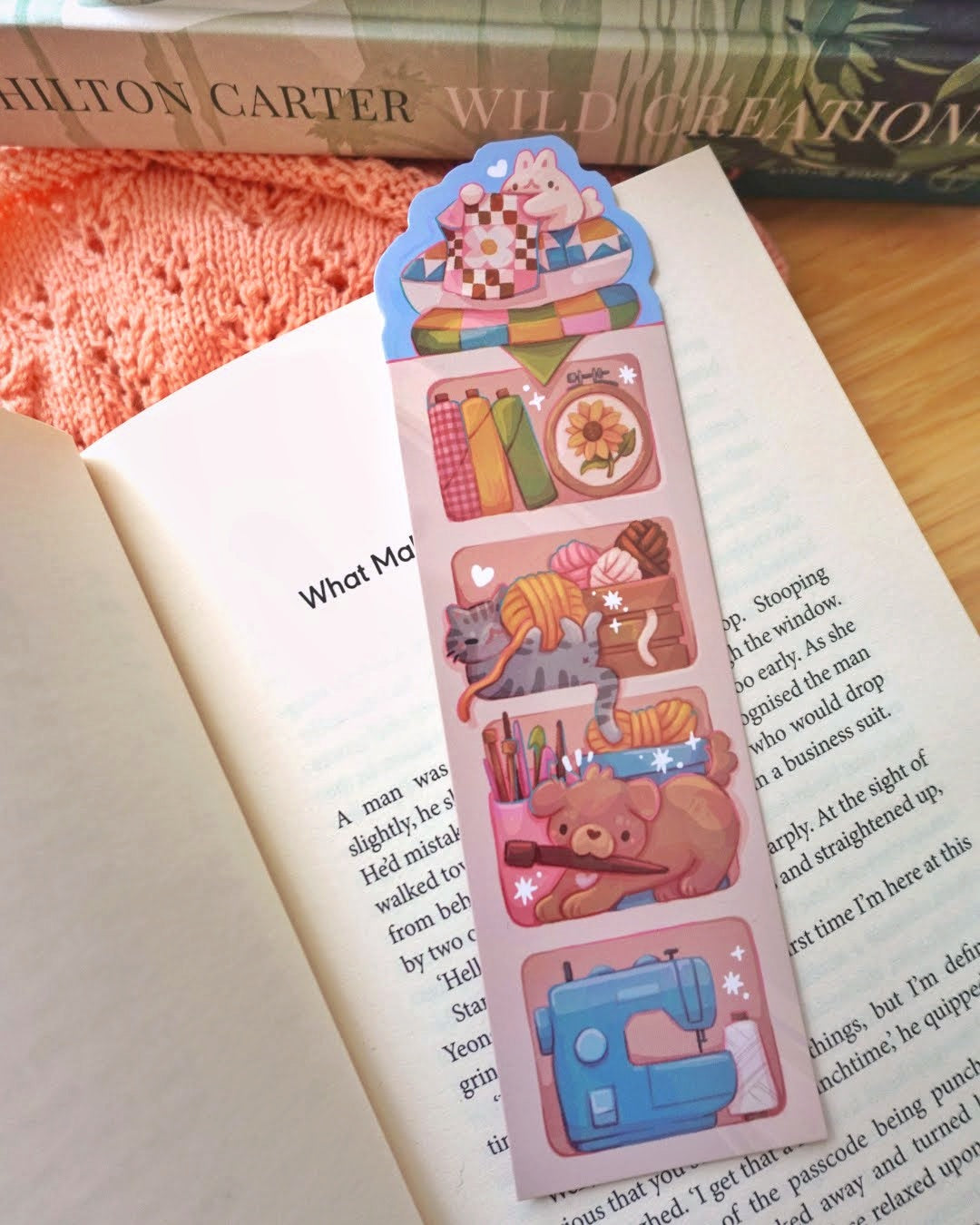 Fiber Arts Bookshelf Laminated Bookmark