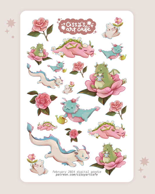 Botanical Dragons Sticker Sheet
