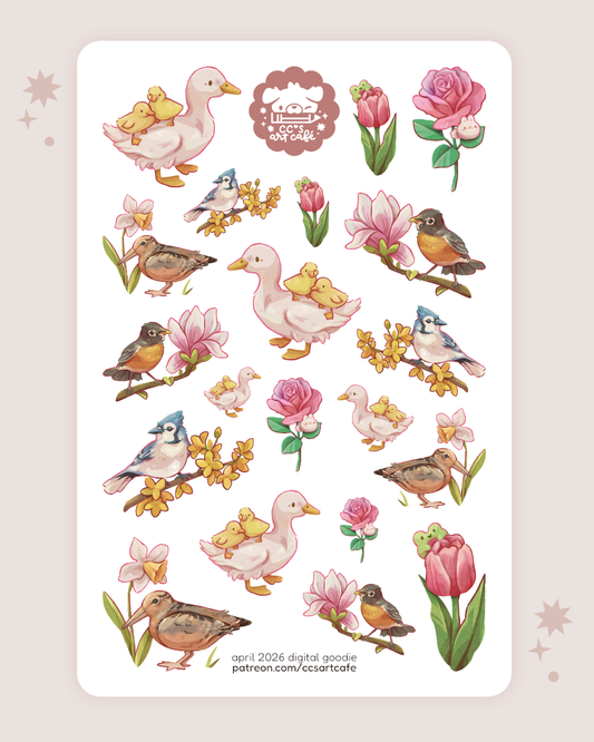 Spring Birds Sticker Sheet
