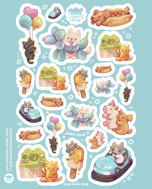 Amusement Park Rides Vinyl Sticker Sheet