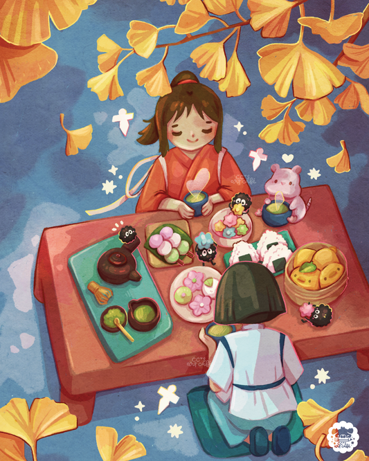 Tea under the Gingko Tree Art Print