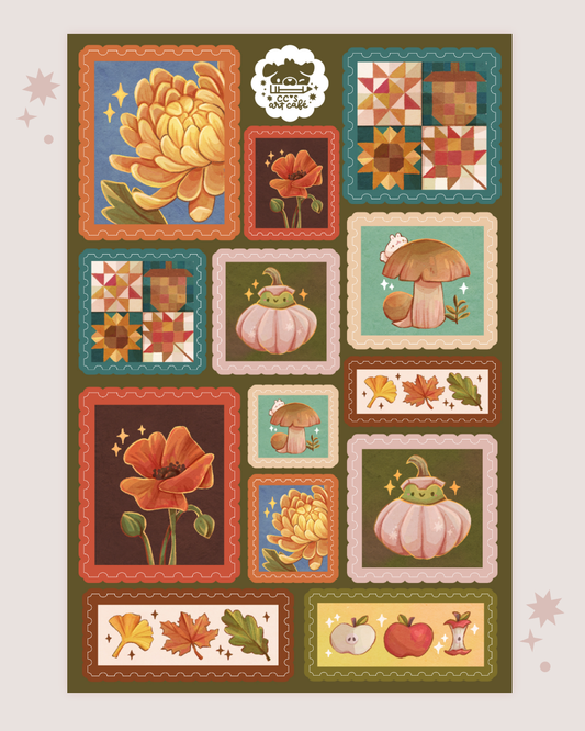 Autumn Stamps Vinyl Sticker Sheet