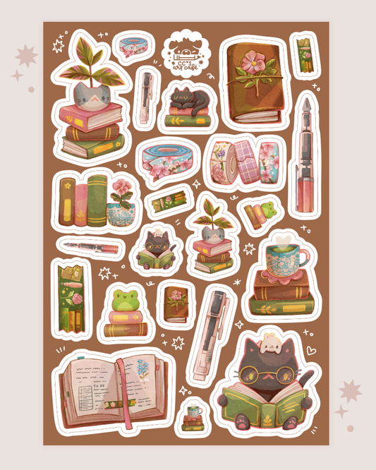 Books and Stationery Vinyl Sticker Sheet