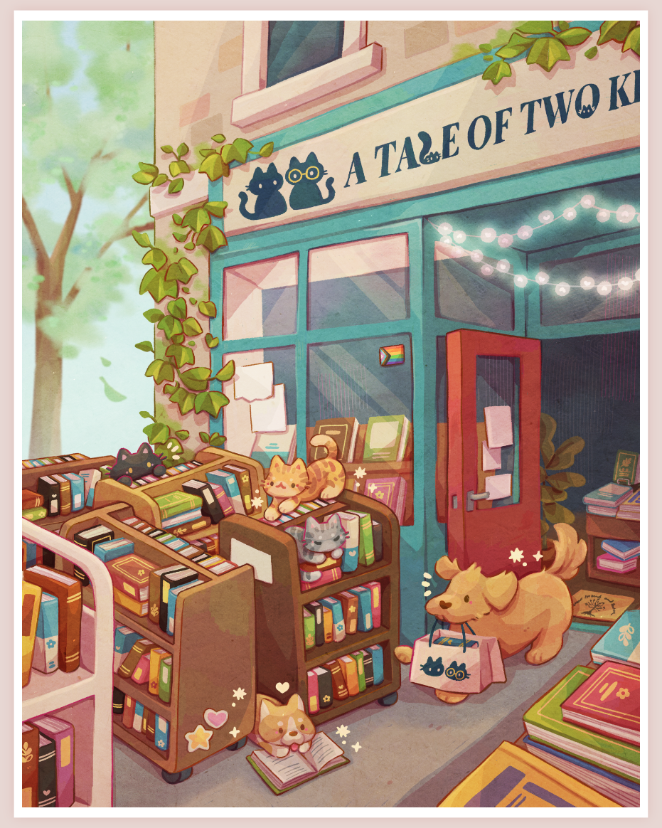 Tale of Two Kitties Bookshop Jumbo Art Print