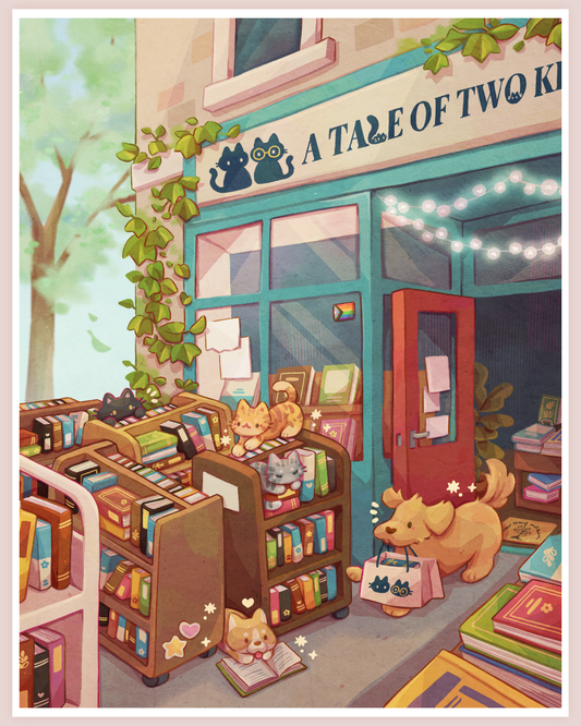 Tale of Two Kitties Bookshop Jumbo Art Print
