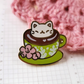 Coffee with Kitty Foam Enamel Pin