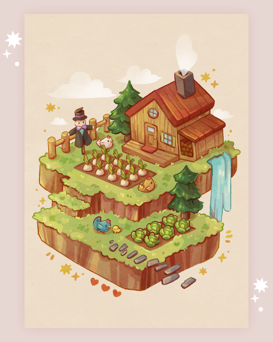 Cozy Farming Sim Art Print
