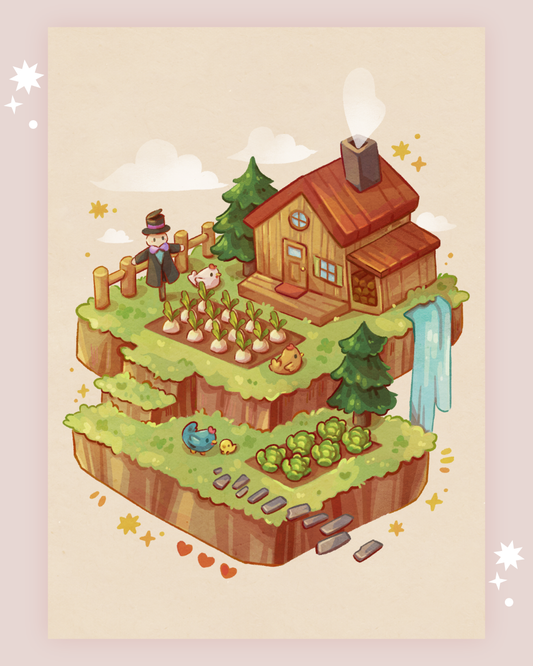 Cozy Farming Sim Art Print