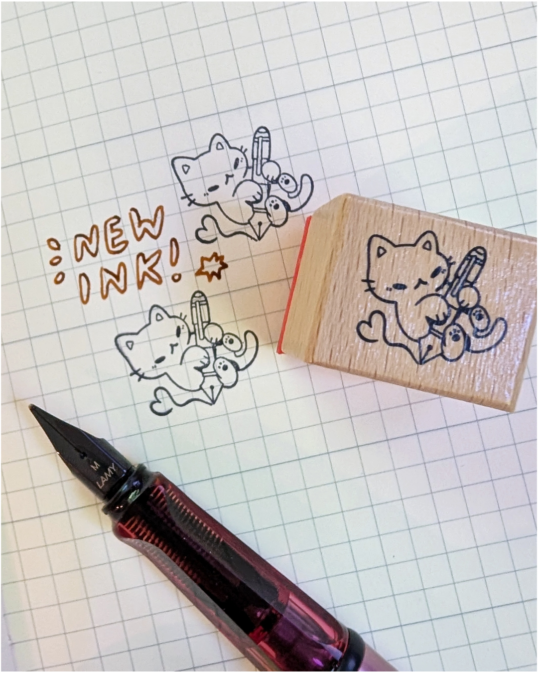 New Ink Day Small Wood Stamp