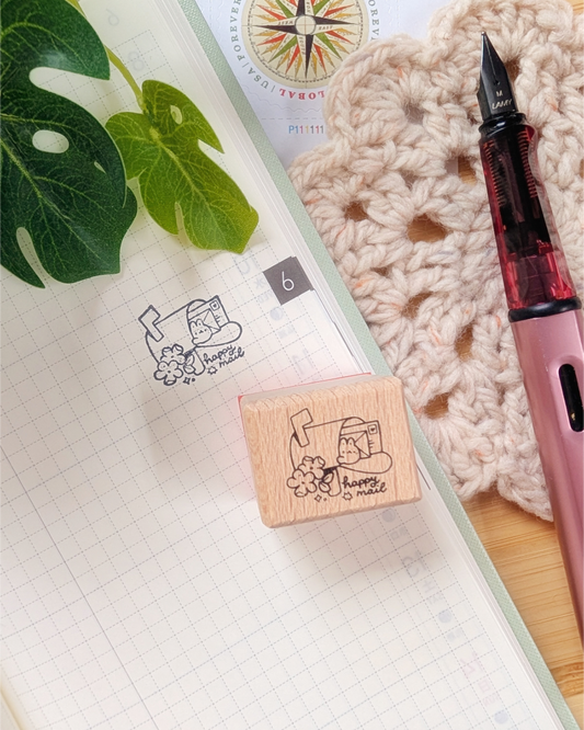 Happy Mailbunny Small Wood Stamp