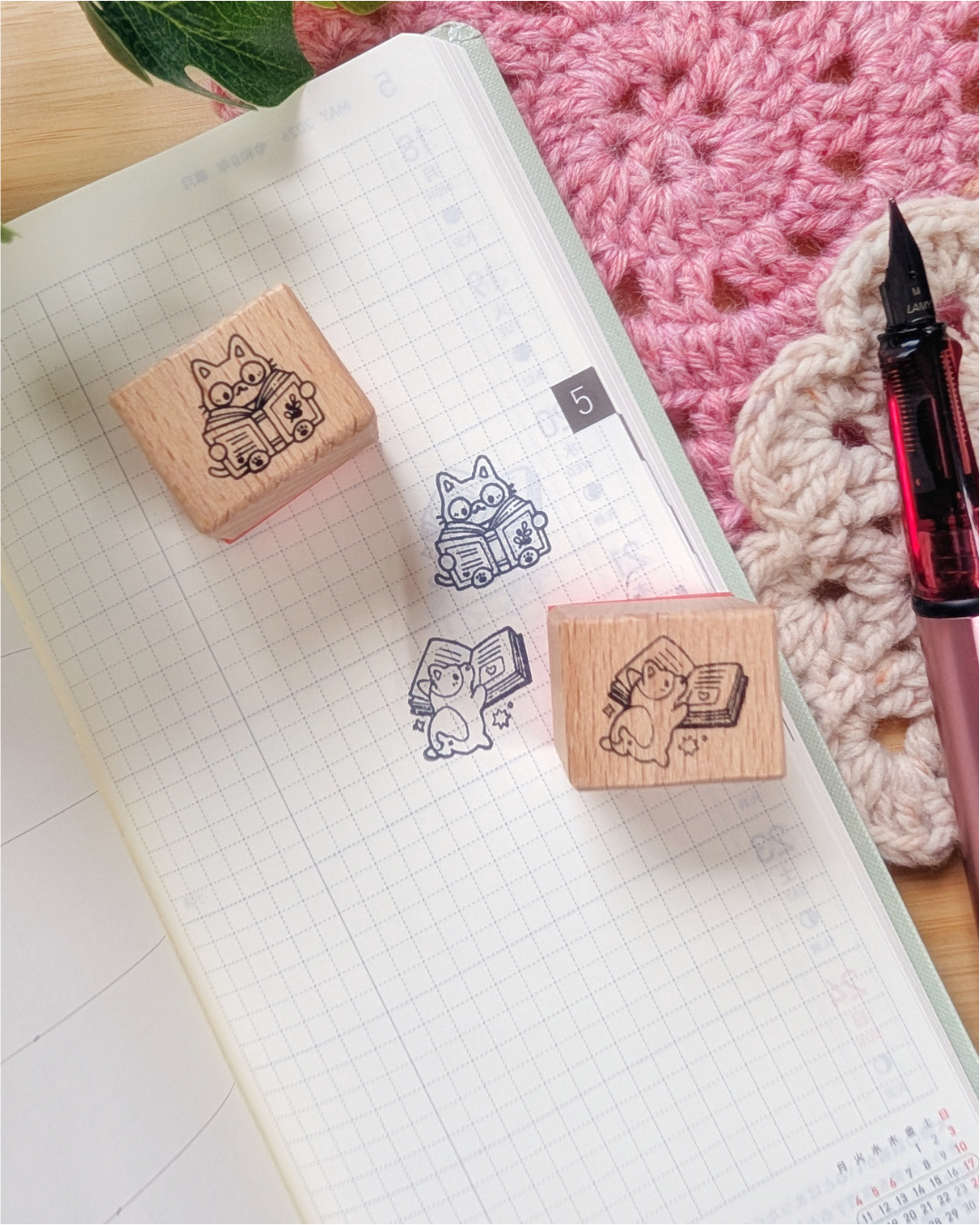 Literary Puppy Small Wood Stamp