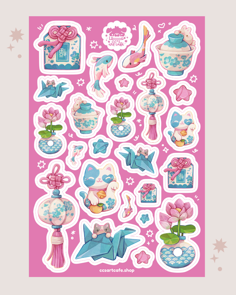 Porcelain Luck Charms Vinyl Sticker Sheet