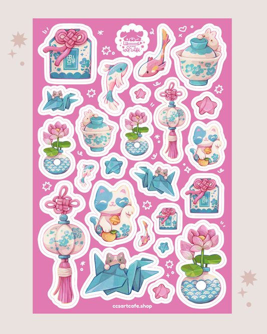 Porcelain Luck Charms Vinyl Sticker Sheet