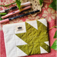 Green Maple Leaf Handmade Imperfect Patchwork  Zip Pouch