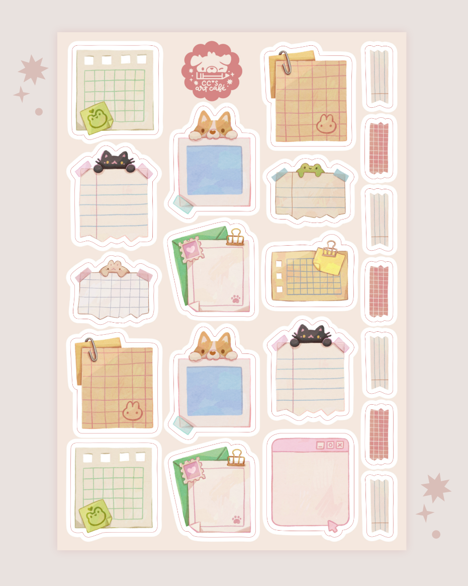 Mini Notes Writable Sticker Sheet