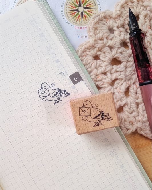 Pigeon Mail Delivery Service Small Wood Stamp