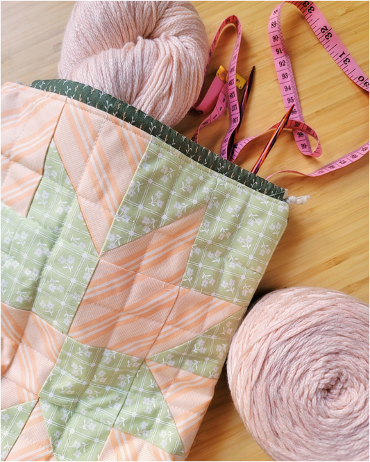 Floral Star Handmade Imperfect Patchwork Project Pouch