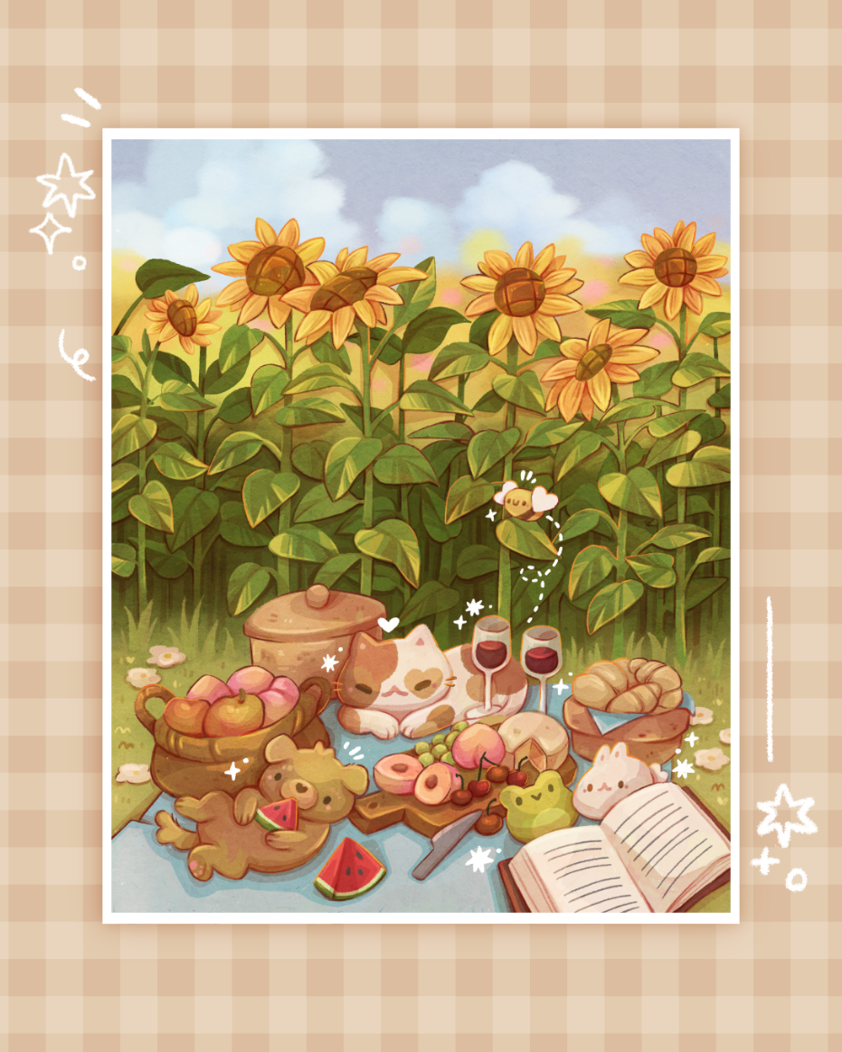 Sunflower Picnic Art Print