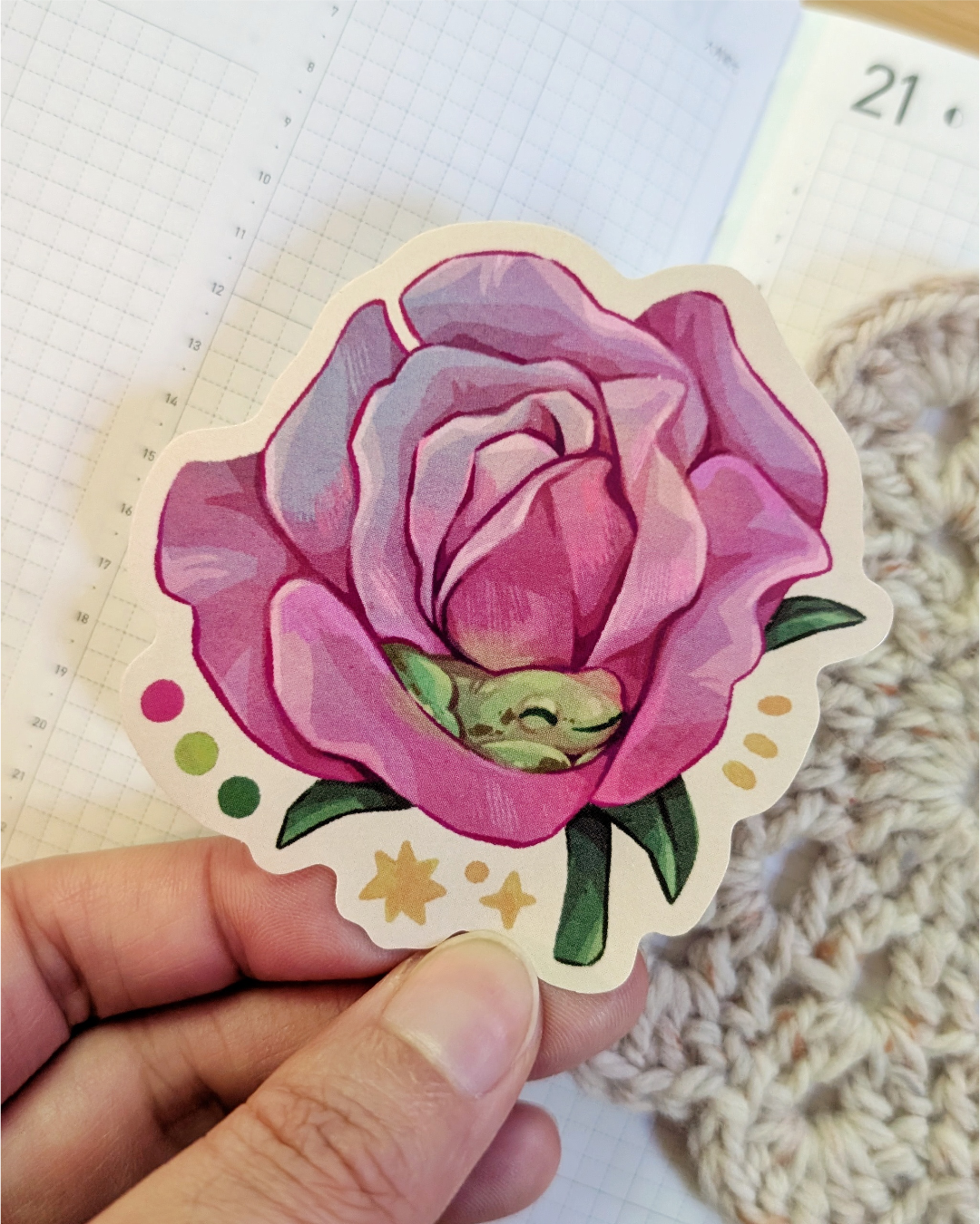 Sleepy Froggy Vinyl Sticker