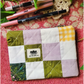 Green and Lavender Handmade Imperfect Patchwork  Zip Pouch