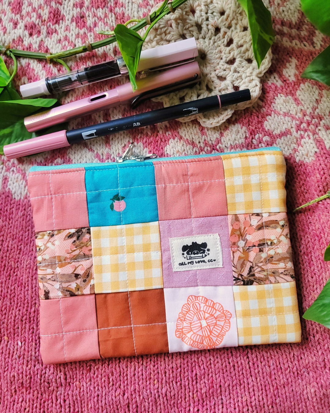Multicolored Handmade Imperfect Patchwork Zip Pouch