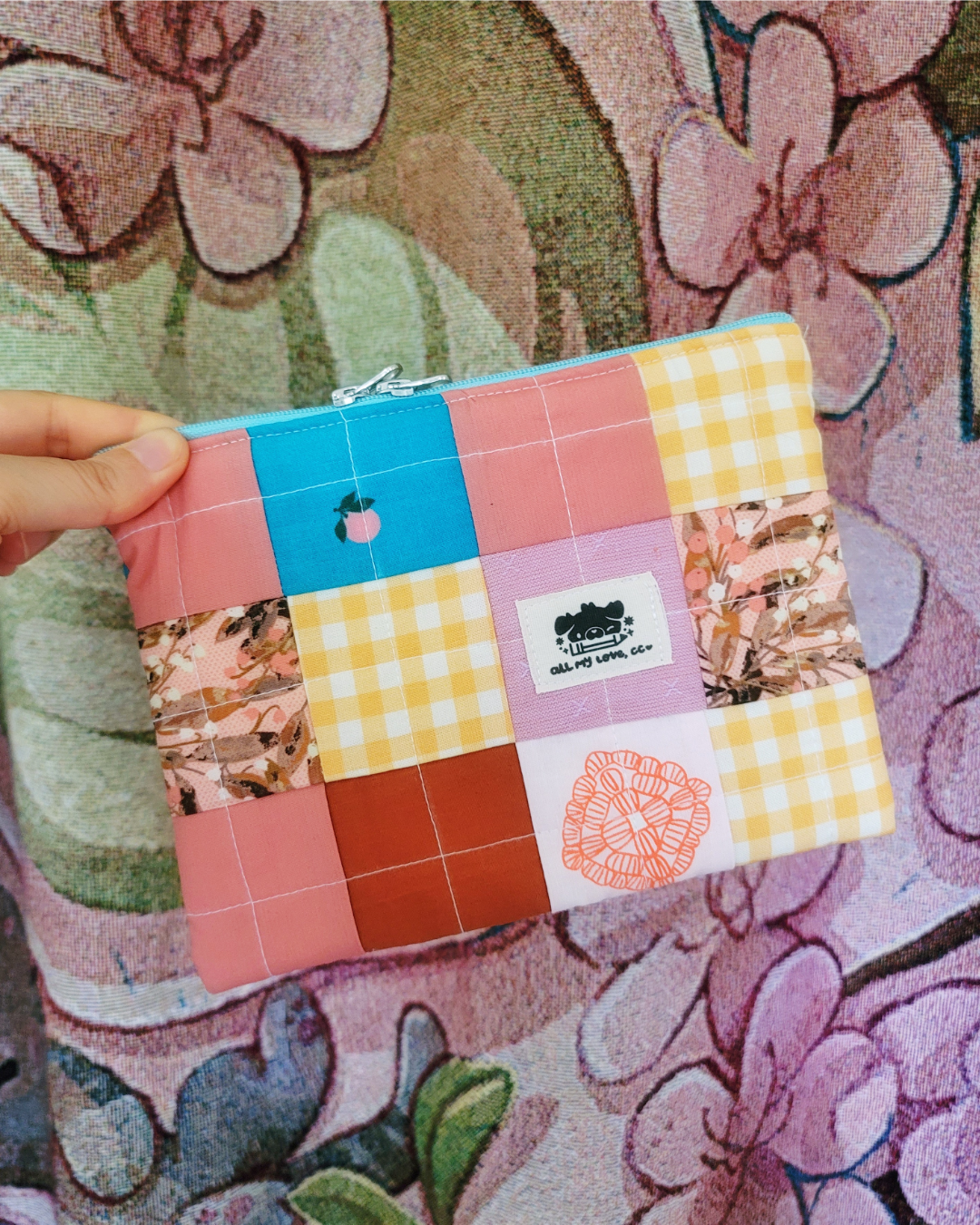 Multicolored Handmade Imperfect Patchwork Zip Pouch