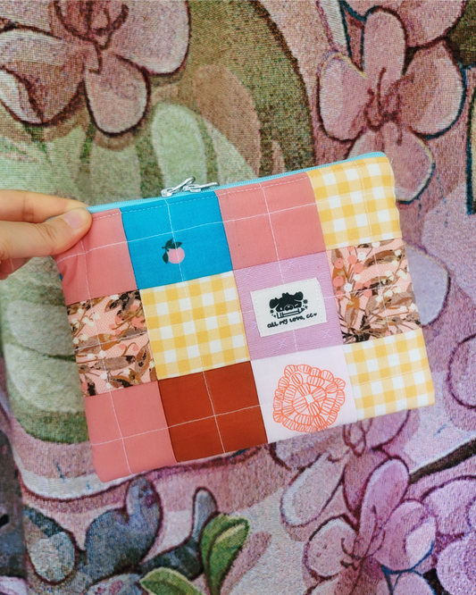 Multicolored Handmade Imperfect Patchwork Zip Pouch