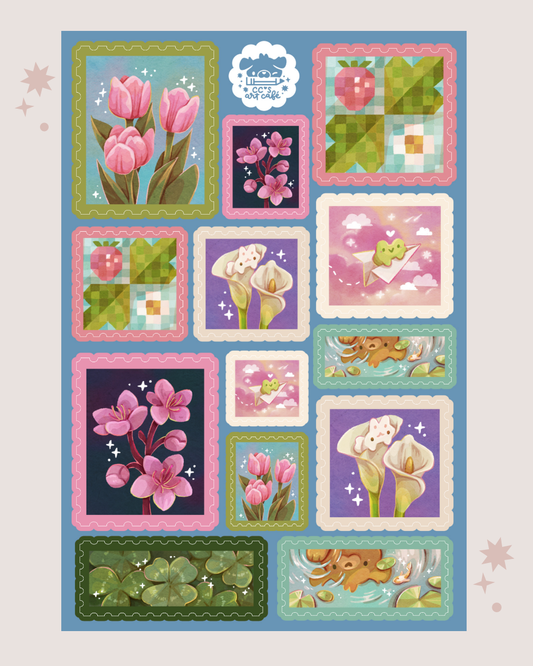 Spring Stamps Vinyl Sticker Sheet