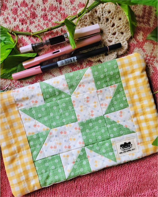 Floral Star Handmade Imperfect Patchwork Zip Pouch