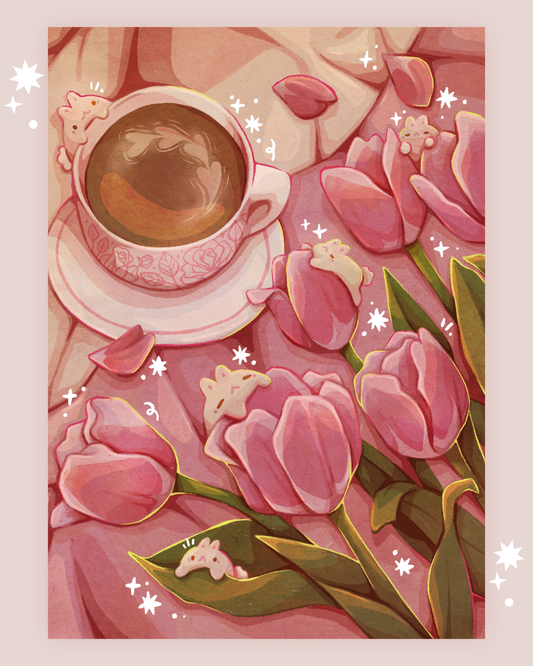 Tulips in Bed Art Print