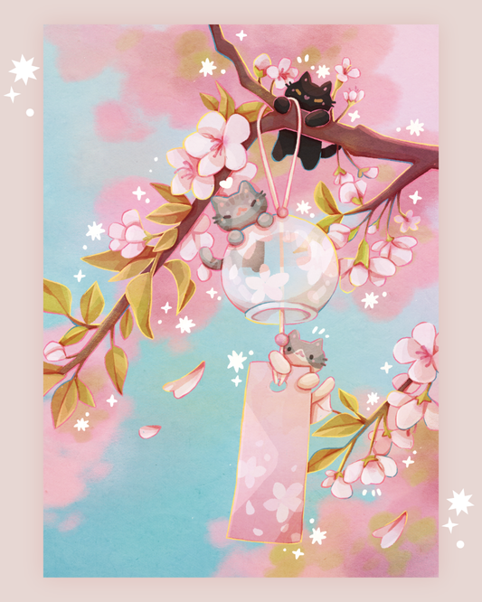 Cherry WInd Chime Art Print